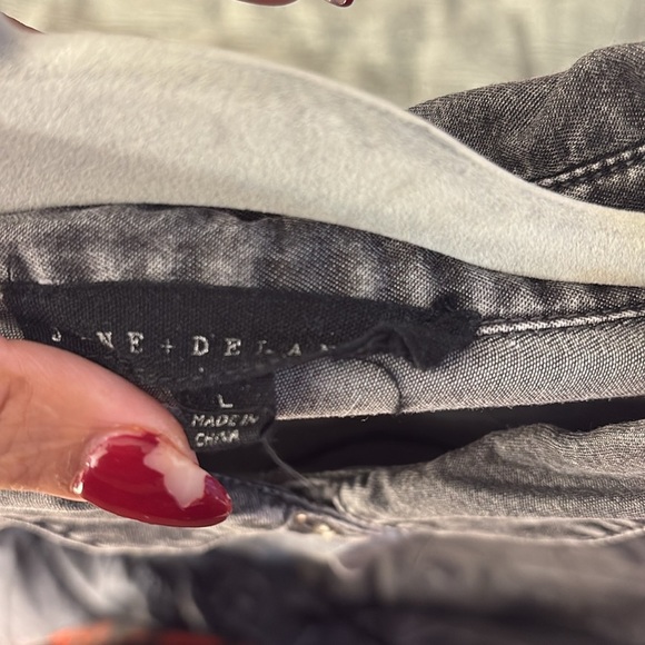 Gray Denim Button-Up Shirt - Picture 3 of 5